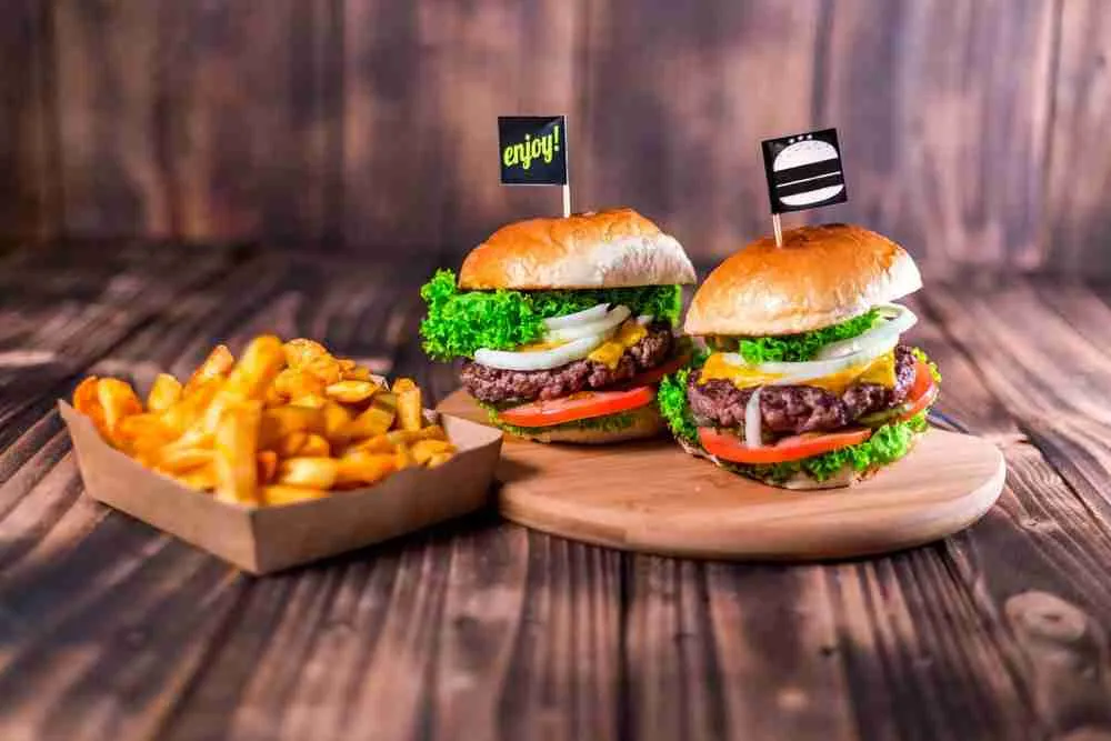 a burger and biryani